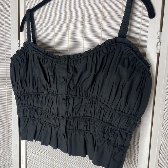 J. Crew Cinched Waist Cotton Poplin Tank Black - Picture 2 of 8